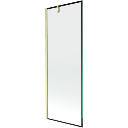 Mexen Next, 1-krídlová vaňová zástena 70 x 150 cm, 6mm číre sklo - čierny vzor, zlatá matná, 895-070-000-00-70-55