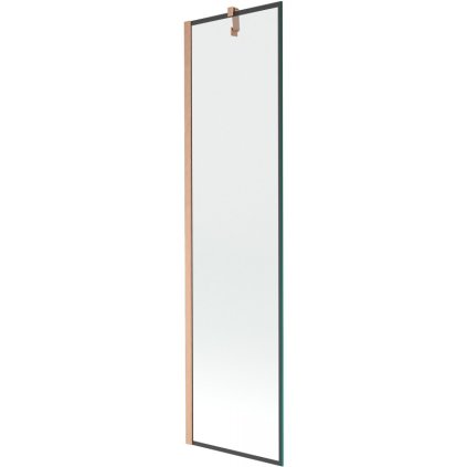 Mexen Next, 1-krídlová vaňová zástena 50 x 150 cm, 6mm číre sklo - čierny vzor, medená matná, 895-050-000-00-70-65
