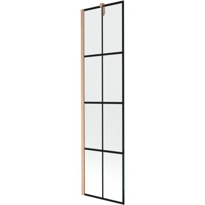 Mexen Next, 1-krídlová vaňová zástena 50 x 150 cm, 6mm číre sklo - čierny vzor, medená matná, 895-050-000-00-70-77