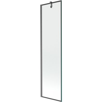 Mexen Next, 1-krídlová vaňová zástena 50 x 150 cm, 6mm číre sklo - čierny vzor, brúsená grafitová, 895-050-000-00-70-66