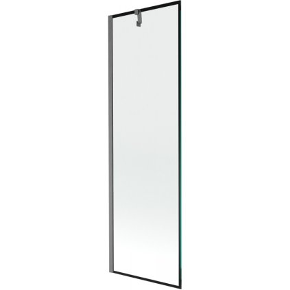Mexen Next, 1-krídlová vaňová zástena 60 x 150 cm, 6mm číre sklo - čierny vzor, brúsená grafitová, 895-060-000-00-70-66