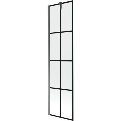 Mexen Next, 1-krídlová vaňová zástena 50 x 150 cm, 6mm číre sklo - čierny vzor, grafitová, 895-050-000-00-77-95