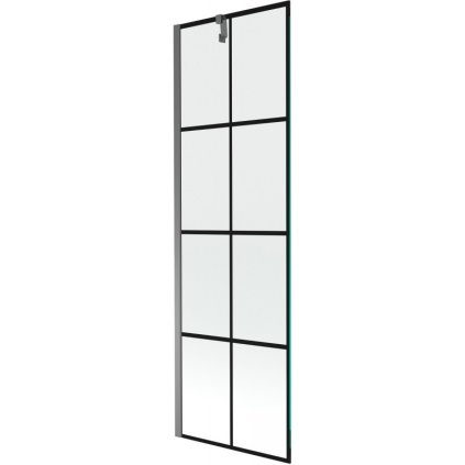 Mexen Next, 1-krídlová vaňová zástena 60 x 150 cm, 6mm číre sklo - čierny vzor, grafitová, 895-060-000-00-77-95