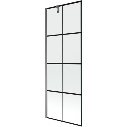 Mexen Next, 1-krídlová vaňová zástena 70 x 150 cm, 6mm číre sklo - čierny vzor, grafitová, 895-070-000-00-77-95