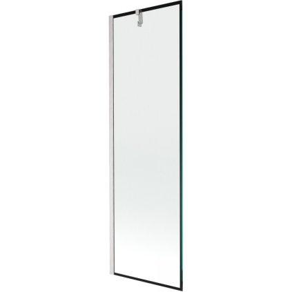 Mexen Next, 1-krídlová vaňová zástena 60 x 150 cm, 6mm číre sklo - čierny vzor, oceľová, 895-060-000-00-70-97