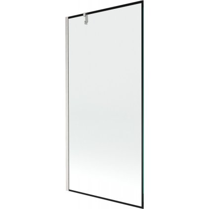 Mexen Next, 1-krídlová vaňová zástena 90 x 150 cm, 6mm číre sklo - čierny vzor, oceľová, 895-090-000-00-70-97