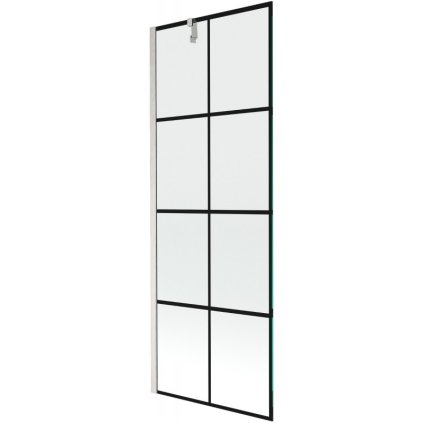 Mexen Next, 1-krídlová vaňová zástena 70 x 150 cm, 6mm číre sklo - čierny vzor, oceľová, 895-070-000-00-77-97