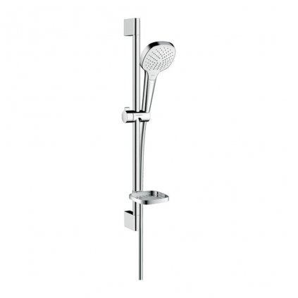 Hansgrohe Croma Select E, sprchová sada Vario so sprchovou tyčou 65 cm a miskou na mydlo, biela/chrómová, HAN-26586400