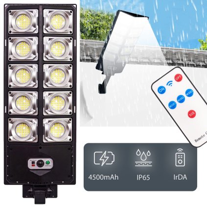 Toolight, záhradná LED solárna lampa so snímačom pohybu a diaľkovým ovládaním RSL017, čierna, OSW-10247