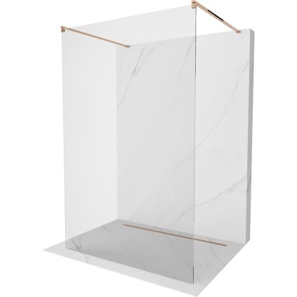 Mexen Kioto, priechodná sprchová zástena Walk-in 170 x 200 cm, 8mm číre sklo, profil ružové zlato, 800-170-002-60-00