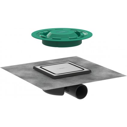 Hansgrohe RainDrain Spot, podlahová odtoková súprava, mriežka 150/150, kartáčovaná nerezová oceľ, HAN-56055800