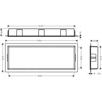 Hansgrohe XtraStoris Original, výklenok do steny s rámom, 300x900x100 mm, matná čierna, HAN-56067670