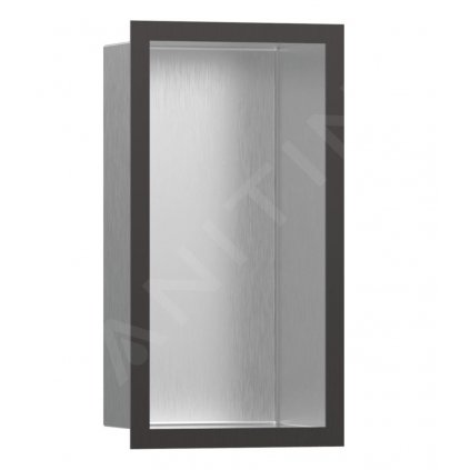 Hansgrohe XtraStoris Individual, výklenok do steny s designovým rámom, 300x150x100 mm, kefovaná nerezová/kefovaný čierny chróm, HAN-56094340