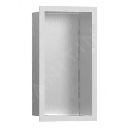 Hansgrohe XtraStoris Individual, výklenok do steny s designovým rámom, 300x150x100 mm, kefovaná nerezová/matná biela, HAN-56094700
