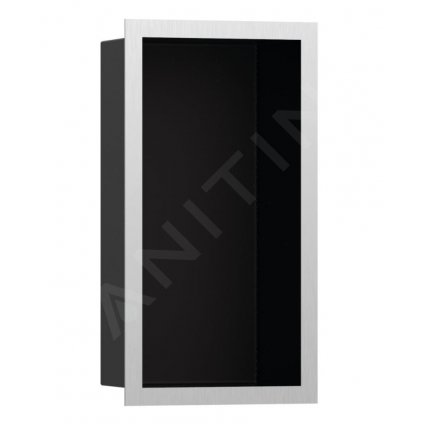 Hansgrohe XtraStoris Individual, výklenok do steny s designovým rámom, 300x150x100 mm, matná čierna/kefovaná nerezová, HAN-56095800