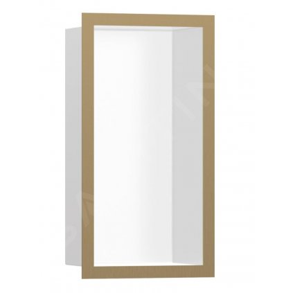 Hansgrohe XtraStoris Individual, výklenok do steny s designovým rámom, 300x150x100 mm, matná biela/kefovaný bronz, HAN-56096140