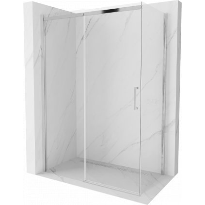Mexen Omega, sprchovací kút s posuvnými dverami 140 (dvere) x 80 (stena) cm, 8mm číre sklo, chrómový profil, 825-140-080-01-00