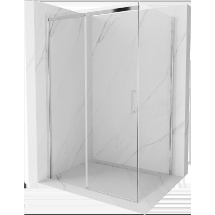 Mexen Omega, sprchovací kút s posuvnými dverami 150 (dvere) x 100 (stena) cm, 8mm číre sklo, chrómový profil, 825-150-100-01-00