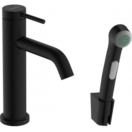 Hansgrohe Tecturis S, páková umývadlová batéria 110 s ručnou sprchou Bidette, čierna matná, HAN-73211670