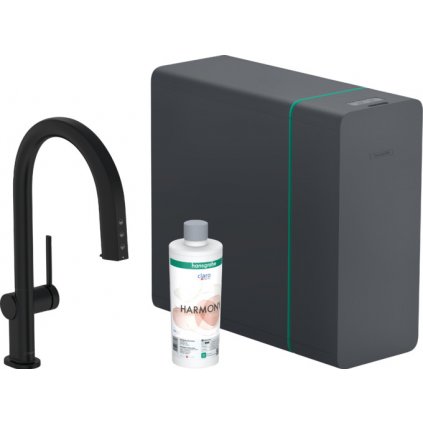 Hansgrohe Aqittura M91, sodaSystem 210, vyťahovací výtok, 1jet, sBox, matná čierna, HAN-76836670
