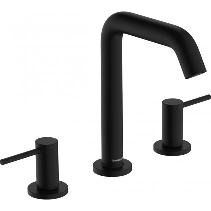 Hansgrohe Tecturis S, 3-otvorová umývadlová batéria 150 EcoSmart+ s odtokovou súpravou Push-Open, čierna matná, HAN-73330670