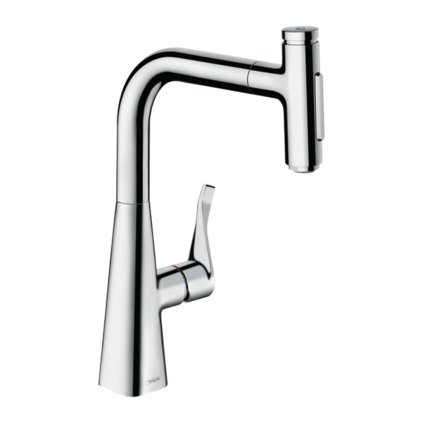 Hansgrohe Metris Select M71, kuchynská páková batéria s vyťahovacou sprškou, chrómová, HAN-73822000