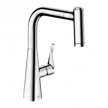 Hansgrohe Metris M71, kuchynská páková batéria 220, Eco, vyťahovateľná sprška, 2jet, sBox, chrómová, HAN-73823000