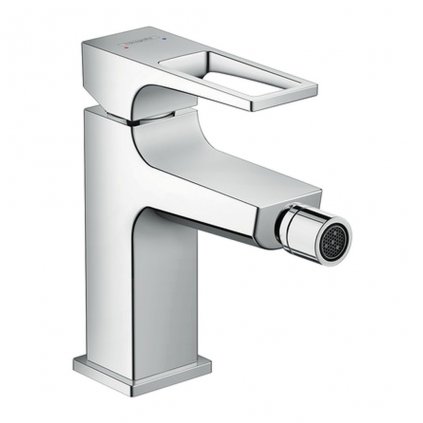 Hansgrohe Metropol, bidetová batéria so strmeňovou pákou a odtokovou súpravou Push-Open, chrómová, HAN-74520000