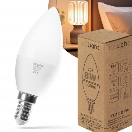 Toolight, LED žiarovka E27, 8W, 560lm, 3000K teplá, RSL035, OSW-20020
