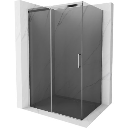 Mexen Omega, sprchovací kút s posuvnými dverami 100 (dvere) x 80 (stena) cm, 8mm sklo, chrómový profil-šedé sklo, 825-100-080-01-40
