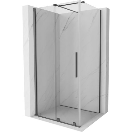 Mexen Velar, sprchový kút s posuvnými dverami 100 x 85 cm, 8mm číre sklo, brúsený grafit, 871-100-085-01-95