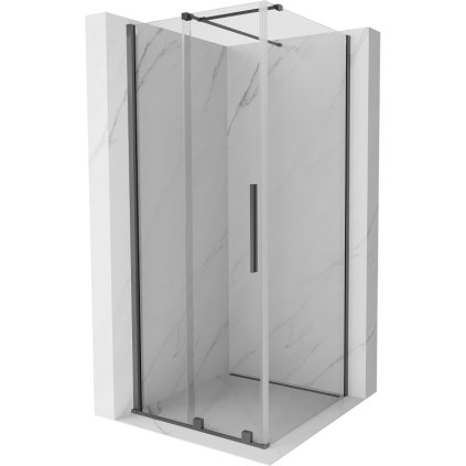 Mexen Velar, sprchový kút s posuvnými dverami 120 x 120 cm, 8mm číre sklo, brúsený grafit, 871-120-120-01-95