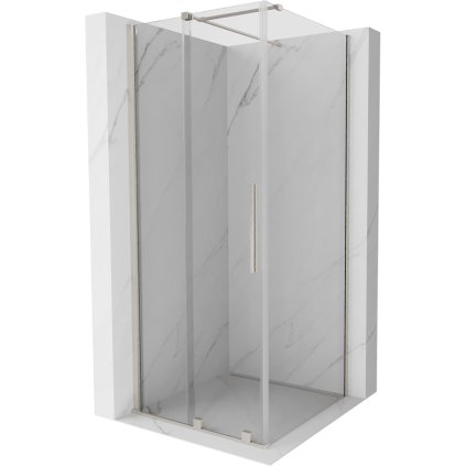 Mexen Velar, sprchový kút s posuvnými dverami 120 x 120 cm, 8mm číre sklo, brúsená oceľ, 871-120-120-01-97