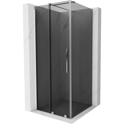 Mexen Velar, sprchový kút s posuvnými dverami 100 x 100 cm, 8mm šedé sklo, chrómová, 871-100-100-41-01