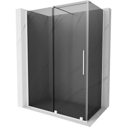 Mexen Velar, sprchový kút s posuvnými dverami 140 x 80 cm, 8mm šedé sklo, biela matná, 871-140-080-41-20