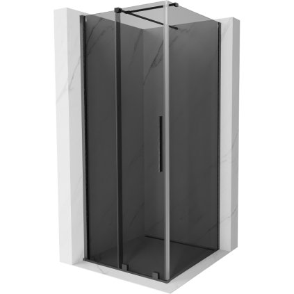 Mexen Velar, sprchový kút s posuvnými dverami 90 x 90 cm, 8mm šedé sklo, grafit brúsený, 871-090-090-41-66