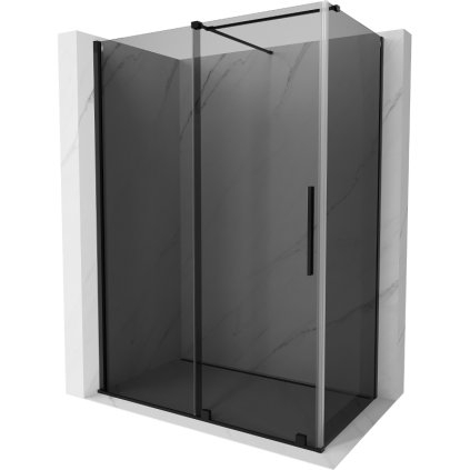 Mexen Velar, sprchový kút s posuvnými dverami 140 x 85 cm, 8mm šedé sklo, čierna matná, 871-140-085-41-70