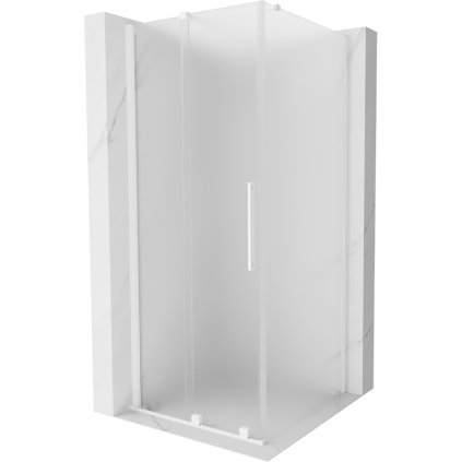 Mexen Velar, sprchový kút s posuvnými dverami 90 x 90 cm, 8mm sklo námraza, biela matná, 871-090-090-31-20