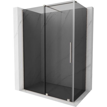 Mexen Velar, sprchový kút s posuvnými dverami 140 x 70 cm, 8mm šedé sklo, brúsená oceľ, 871-140-070-41-97