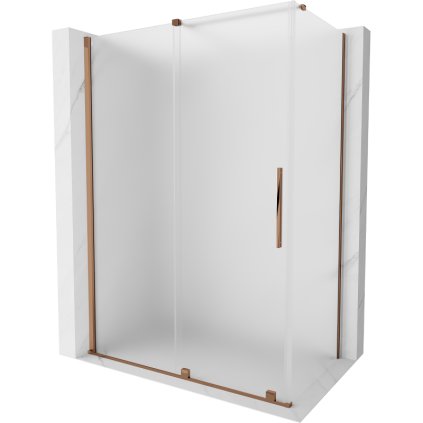 Mexen Velar, sprchový kút s posuvnými dverami 140 x 80 cm, 8mm sklo námraza, ružové zlato, 871-140-080-31-55