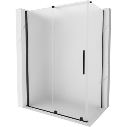 Mexen Velar, sprchový kút s posuvnými dverami 160 x 80 cm, 8mm sklo námraza, čierna matná, 871-160-080-31-70