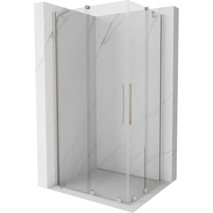 Mexen Velar Duo, sprchový kút s posuvnými dverami 100 x 90 cm, 8mm číre sklo, brúsená oceľ, 871-100-090-02-97