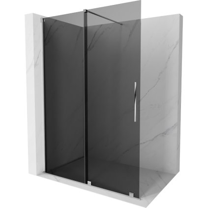 Mexen Velar, sprchová zástena s posuvnými dverami Walk-in 130 x 200 cm, 8mm šedé sklo, chrómová, 871-130-000-43-01