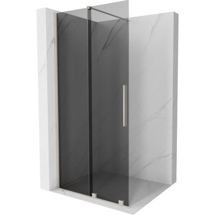 Mexen Velar, sprchová zástena s posuvnými dverami Walk-in 100 x 200 cm, 8mm šedé sklo, brúsená oceľ, 871-100-000-43-97