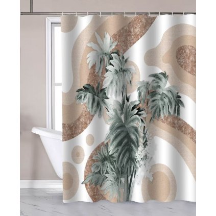 Aqualine, Sprchový záves 180x180cm, polyester, palma, ZP016