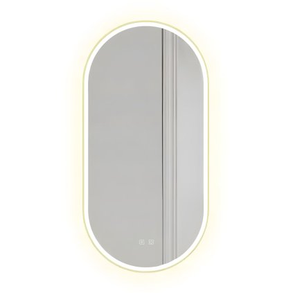 Rea, oválne kúpeľňové LED zrkadlo 50x100cm, zlatá lesklá, HOM-02606