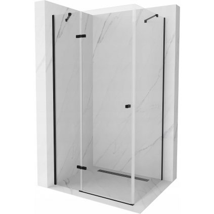 Mexen Roma, sprchovací kút 70 (dvere) x 80 (stena) cm, 6mm číre sklo, čierny profil, 854-070-080-70-00