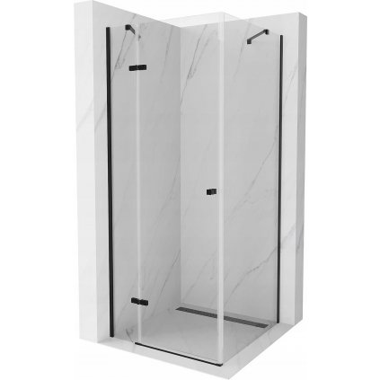 Mexen Roma, sprchovací kút 90 (dvere) x 90 (stena) cm, 6mm číre sklo, čierny profil, 854-090-090-70-00