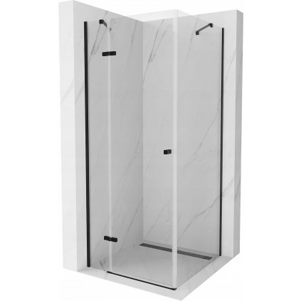 Mexen Roma, sprchovací kút 100 (dvere) x 100 (stena) cm, 6mm číre sklo, čierny profil, 854-100-100-70-00