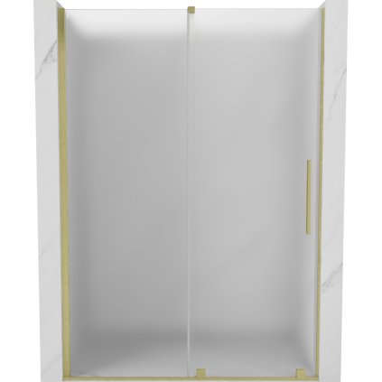 Mexen Velar, posuvné sprchové dvere do otvoru 140 cm, 8mm sklo námraza, zlatá matná, 871-140-000-31-55